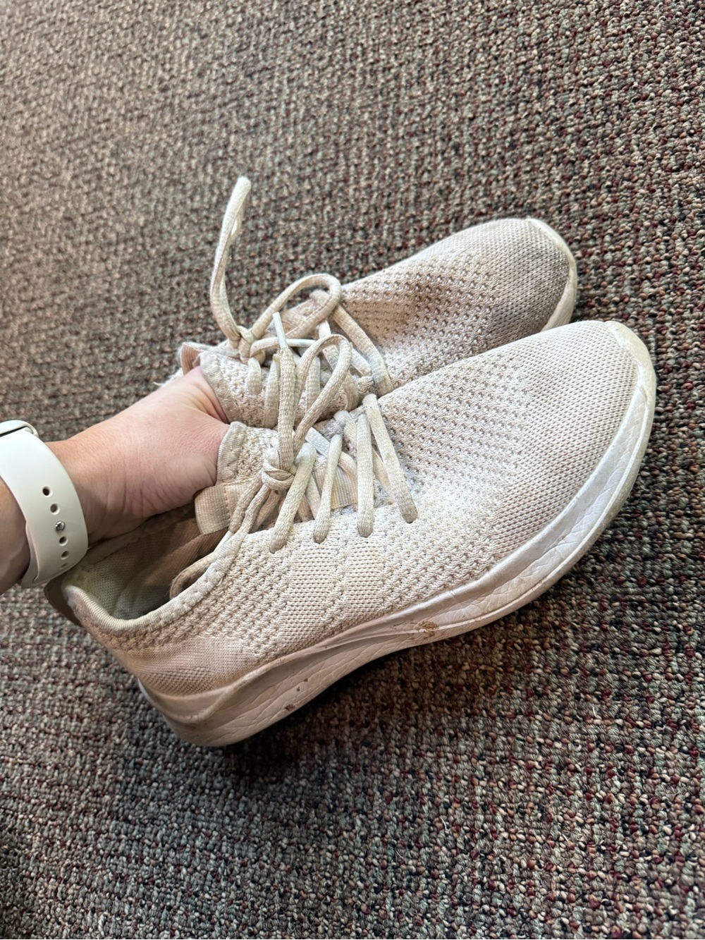 Light Beige Knit Women's Athletic Sneakers - Neutral Casual Shoes